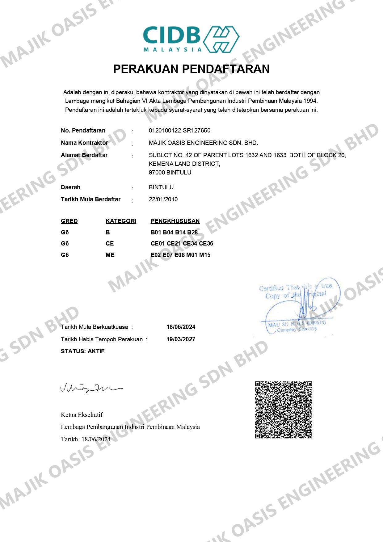 Full CIDB License
