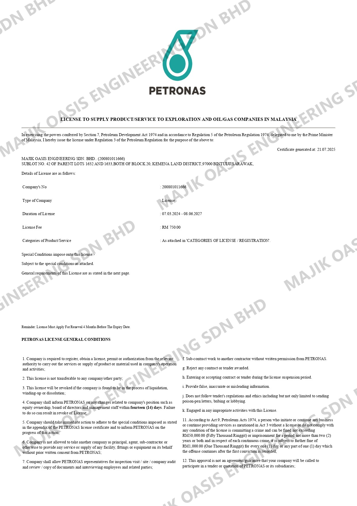 Full PETRONAS License